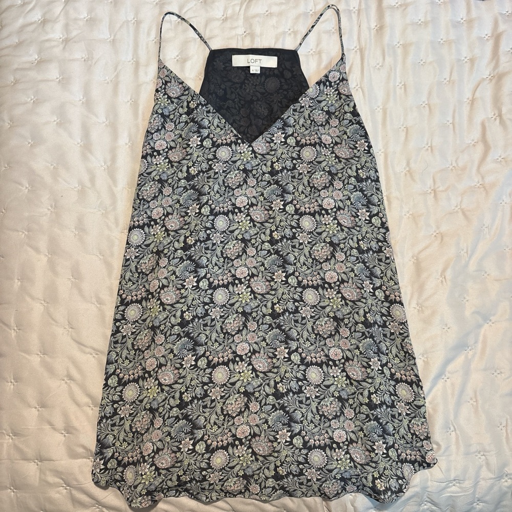 LOFT Asymmetrical Black and White Sleeveless Camisole